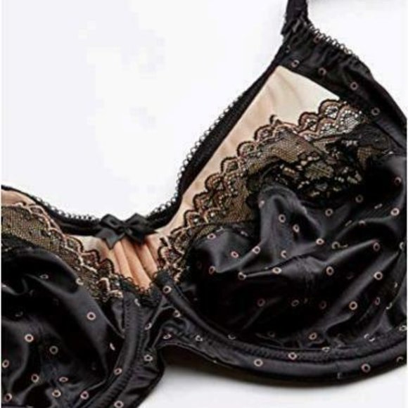 Goddess Bridget US 36H Full Coverage Underwire Bra Black & Cafe au lait lace - Picture 1 of 4
